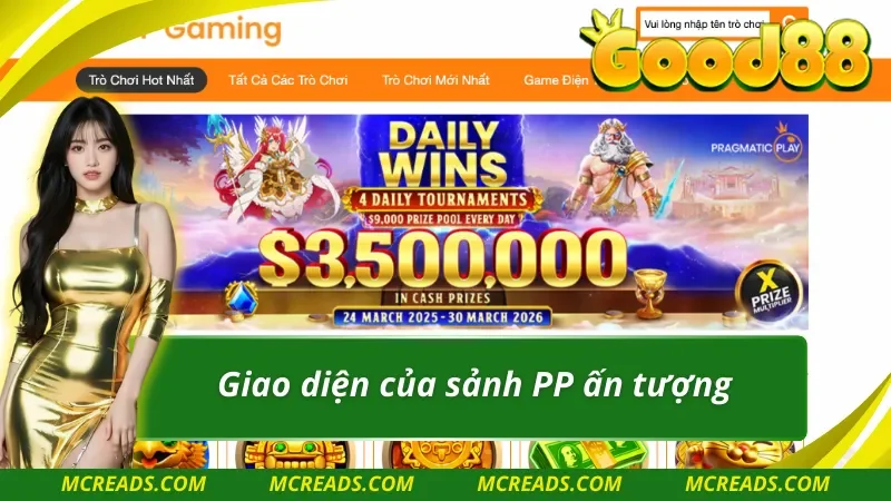 Sảnh Nổ Hũ PP có giao diện cuốn hút